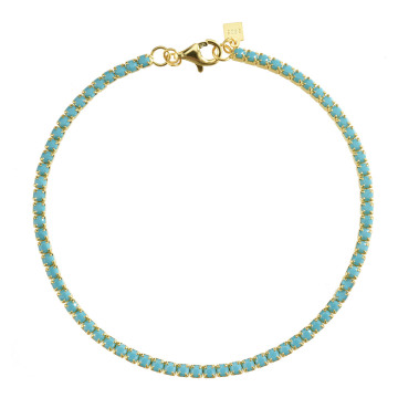 18K Gold Plated Green Turquoise Vermeil & 925 Sterling Silver Women's Tennis Bracelet