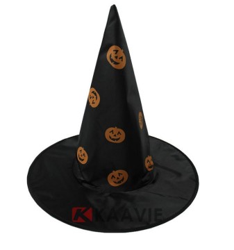 felt polyester conical halloween pumpkin witch printed hillbilly hat