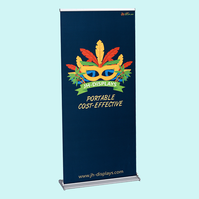 Aluminum silver step roll up banner stand