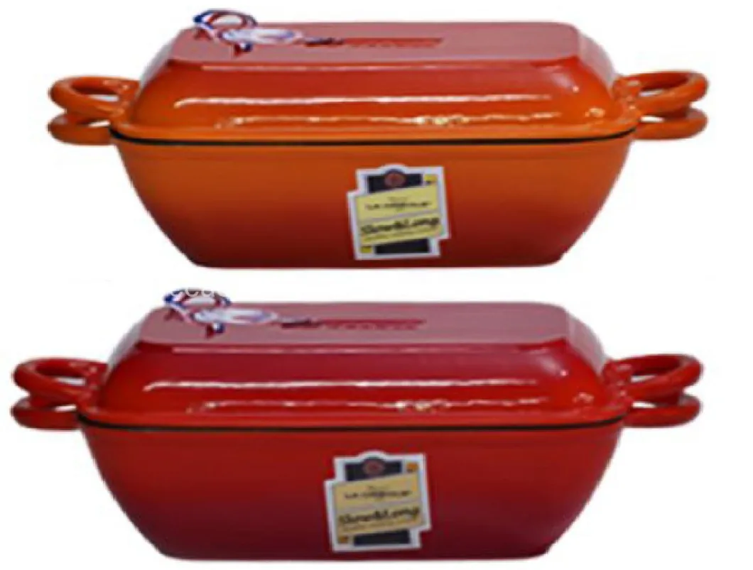 Enamel Cast Iron Combo Cooker Roasting Pan with Double Use Lid