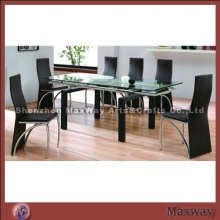 Extension Glass Top Wood Leg Dining Tabl
