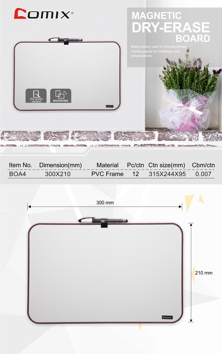 Wholesaler price of dry-eraser plastic frame white board manufacturer for school