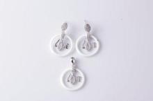 " Love " 925 Sterling Silver Jewelry Sets With White Cerami
