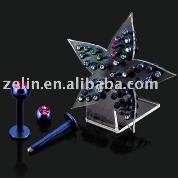 Anodized Labret with 3mm Stone Ball