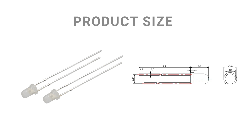 Diffused White LED 3mm LED 6000-6500K