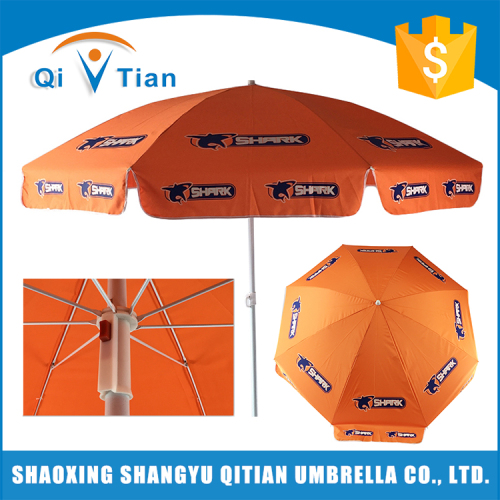 160G Polyester fabric 40mm Pole Diameter orange commercial outdoor umbrella