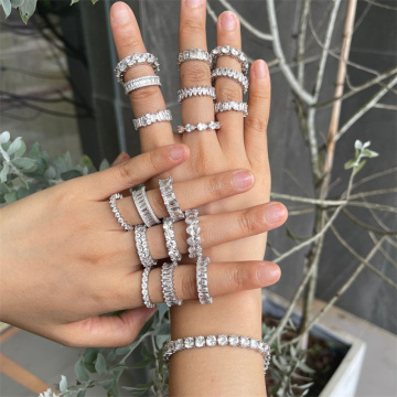 Non-Tarnish Dainty Women's Wedding Rings with Zircon and Sterling Silver - Bulk Lots Available