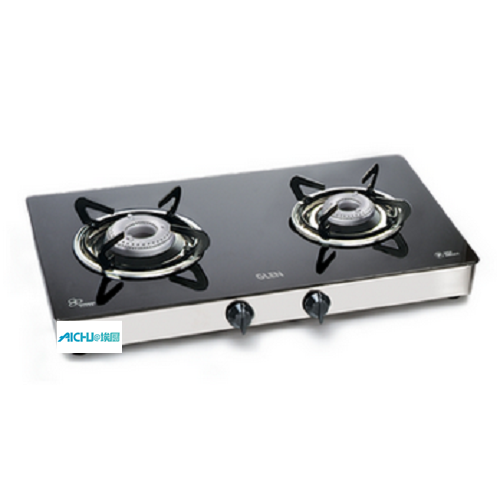 Cooktop de vidro preto temperado para 2 queimadores