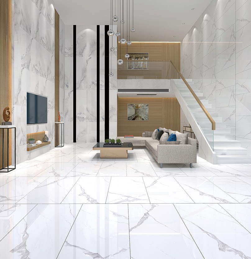 600x1200mm White Marble Polished Porcelain Tiles