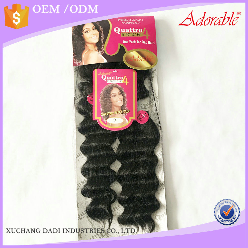 Quattro Deep wave cheap synthetic hair weaves 4 bundles in a pack for black women weave wholesale