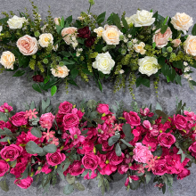 Customized Artificial Flower Silk Table Runner for Wedding Decoration