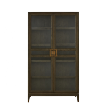 Antique Glass Door Bookcase with Solid Oak Wood and Drawers by Mrs. Woods