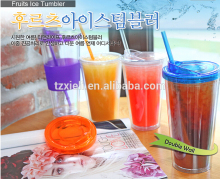 Double Wall Straw Cup,Plastic Straw cup