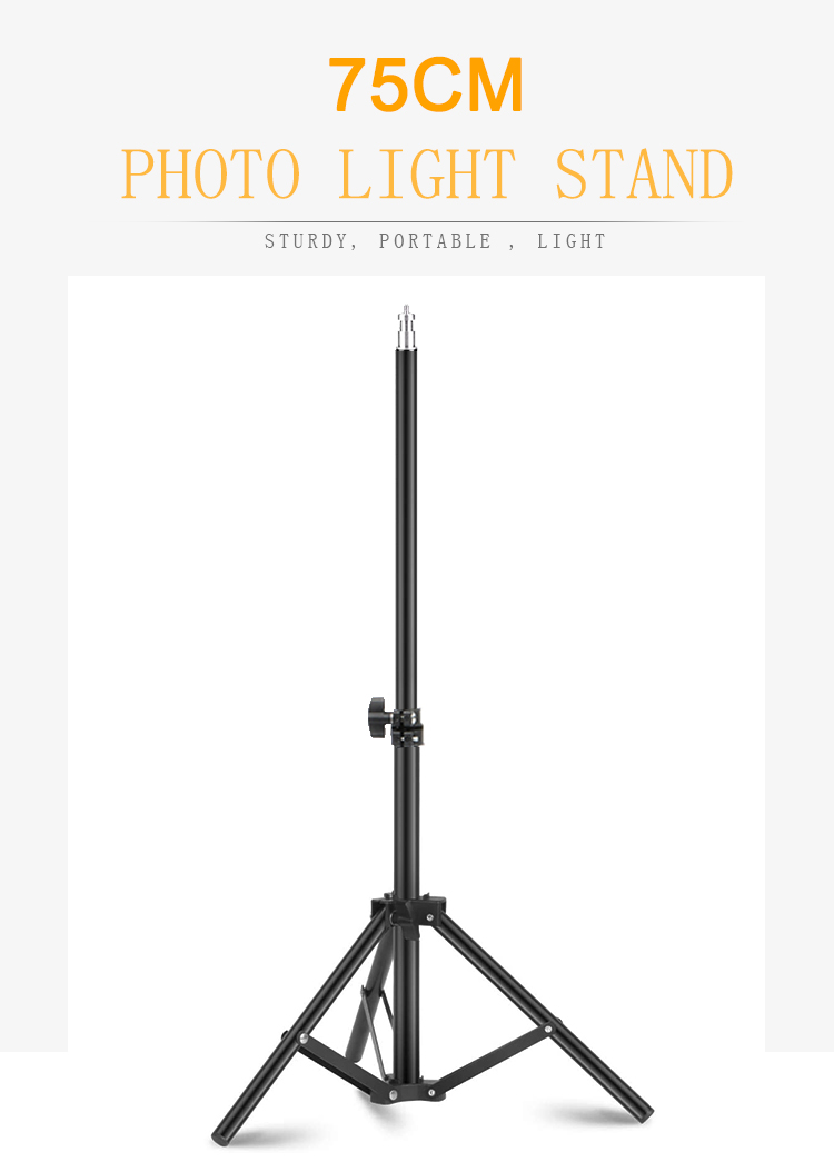 写真撮影75cm最大高さアルミ製小型ライトスタンド、反射板、ソフトボックス、ライト、傘、背景用