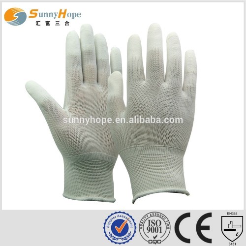 13 Gauge white nylon pu coated palm gloves