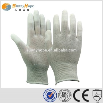 white dipped finger pu coated knit gloves