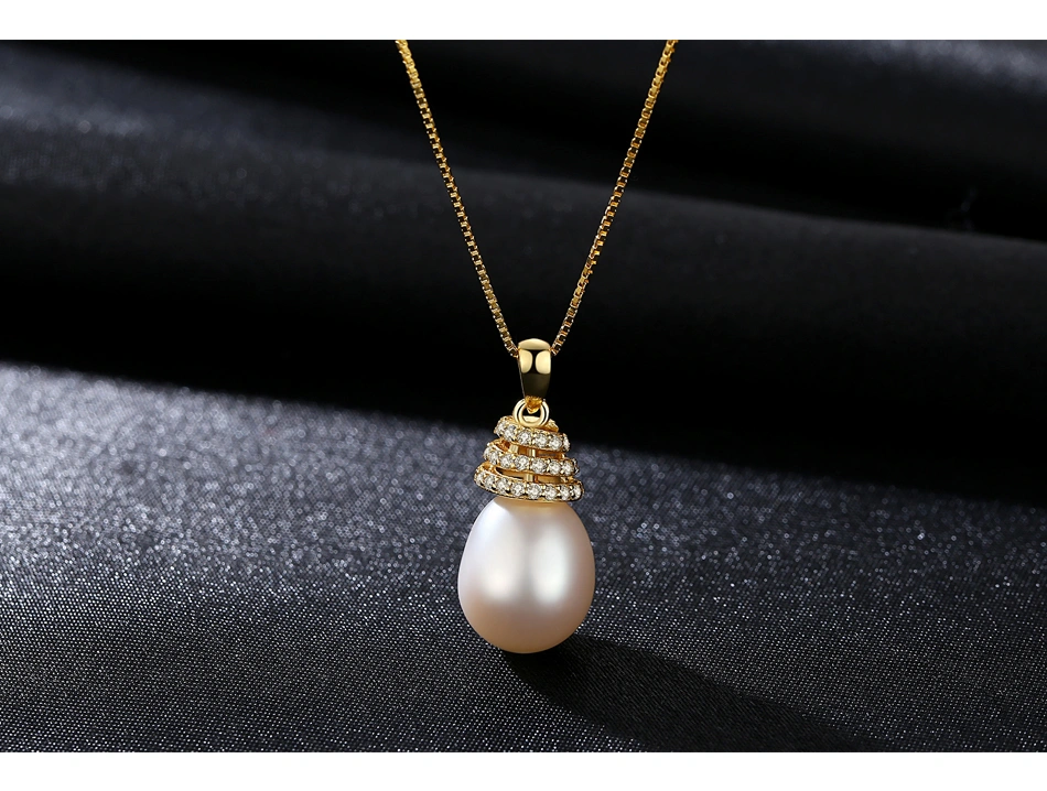 18K Gold Plated 925 Sterling Silver Freshwater Pearl Pendant Necklaces