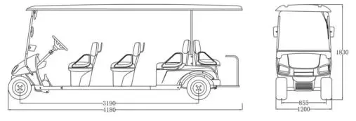 Zhongyi 8 Seater Injunction Molding Lead-Acid Battery Sightseeing Club Mini Electric Golf Cart