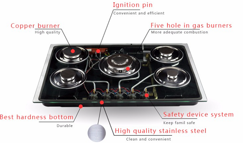 5 burners gas hob 