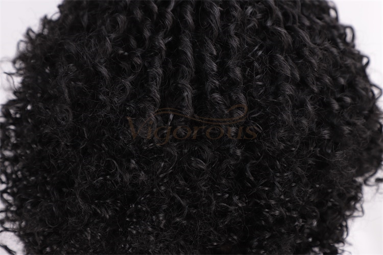 Vigorous Short Afro for Black Women Kinky Curly Synthetic Part Side African American Natural Black Wigs