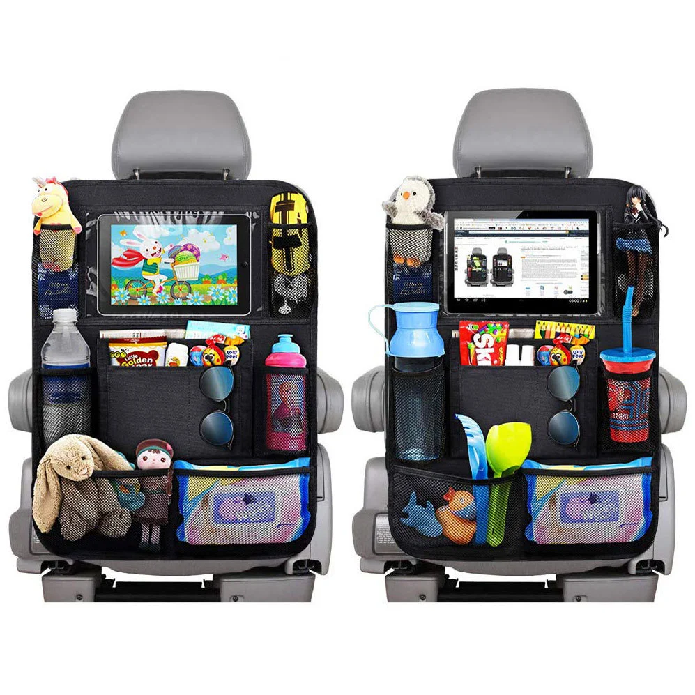 Great Travel Accessories Car Seat Protector Car Back Seat Organizer with Touch Screen Tablet Holder Car Organizers Bag