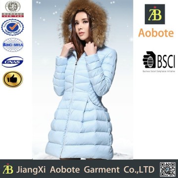 2015 New Design Lady Down Jacket With Fur Hoody