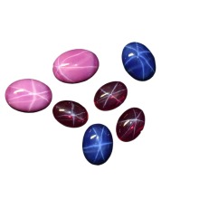 Lab-Created Round Flat Back Oval Cut Star Sapphire & Ruby Stones for Jewelry