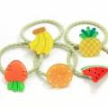 Assorted Cartoon Girls Hair Ties Fruit And Vegetable Design Little Girls' Small Elastic Ropes For Pigtails Ponytail Holders