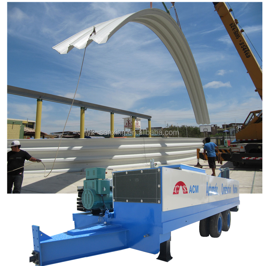 K Q SPAN arch roofing forming machine ACM1250-800 hydraulic curve roof galvanized steel sheet workshop roof roll forming machine