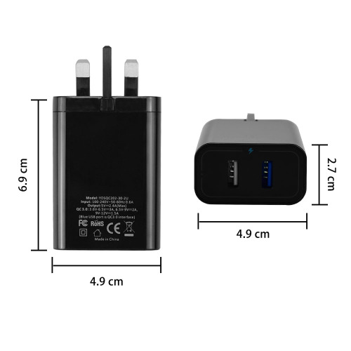 Çift USB Hızlı Şarj 3.0 USB Duvar Şarj Cihazı