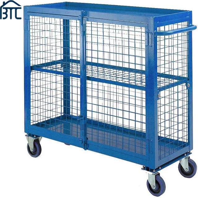 Stackable Roll Cage Trolley Metal Customized Wire Mesh Trolley