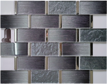 Laminated Glass Mosaic Tile purple mix silver electroplated