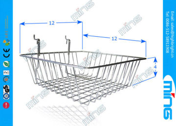Customized Metal Large Wire Display Baskets Chrome For Slatwall