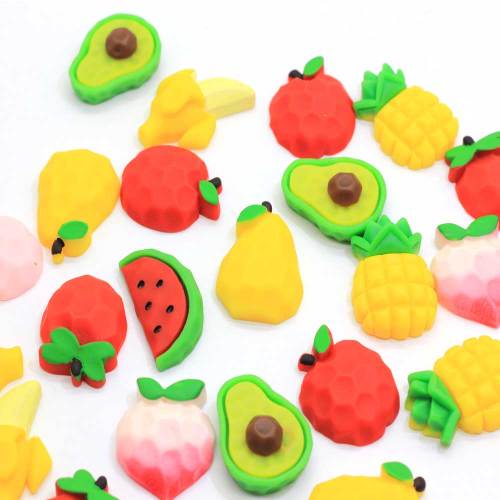 Großhandel Pfirsich Verschiedene Früchte geformte Flatback Harze Cabochon Küchentisch Kühlschrank Dekoration Spacer DIY Craft Decor