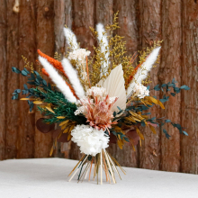 CH-068 Preserved Dry Flower Bouquet: Hydrangea, Protea, Pampas Grass for Wedding