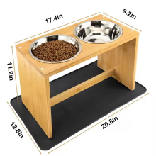 Sustainable Elevated Dog and Cat Bowl Feeding Station with Bamboo Bowls