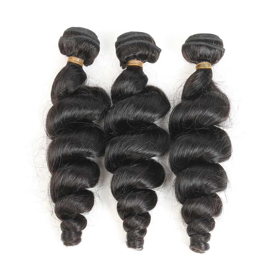Free Shipping Brazilian Loose Wave Bundles With Closure 100% Remy Hair 3 Bundles With 4*4 Lace Closure Free Part