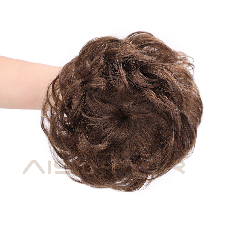 Aisi Hair Brazilian Human Hair Brown Curly Chignon Bun Elastic Rope Rubber Band Hairpiece Clip In Extension For Women