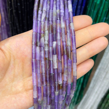 Amethyst and Black Agate Tube Shape Beads for Jewelry