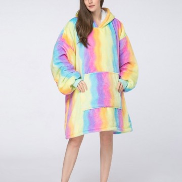 Wholesale Fleece Sherpa Tie-dye Blanket Hoodie