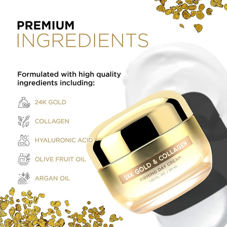 OEM 24K Gold & Collagen Firming Day Cream Moisturizing & Lifting Anti Aging Wrinkle Face Cream