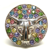 Wholesale Fashion Jewelry Silver Casting Longhorn Ring Multiple Rhinestone Embellished Ring