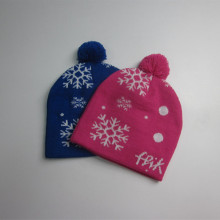 Acrylic Jacquard Knit Pompom Hat