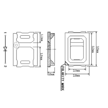 Теплый белый светодиод 2835 SMD 2700-3000-3500K 0.5W