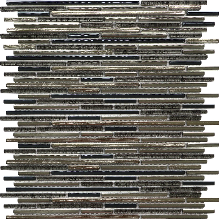 Long Strip Crystal Glass Electroplated Mosaic Tiles