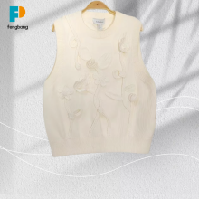 Elegant White Milk Color Hand Embroidered Winter Jacket