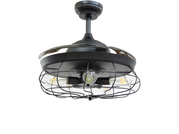 Black Retractable Ceiling Fan with Bulbs