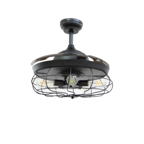 Black Retractable Ceiling Fan with Bulbs