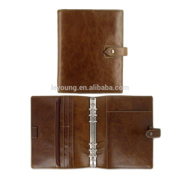 Top Quality Leather Organizer Binder Cover with metal ring