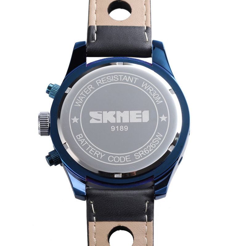 Skmei 9189 high quality luxury gold men leather quartz watch waterproof fashion wristwatch